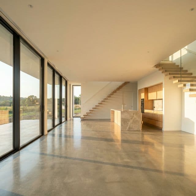 Spotless newly constructed modern home after builders clean.